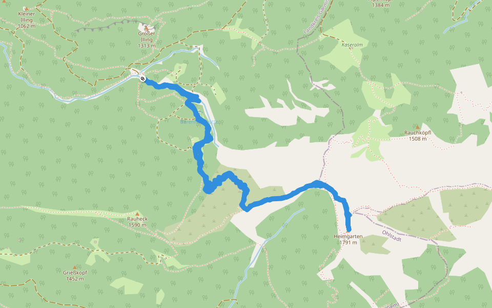 Rauheck walking route map in Ohlstadt