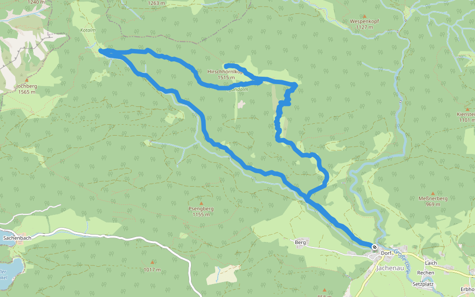Via Alpina Purple A57 walking route map in Jachenau