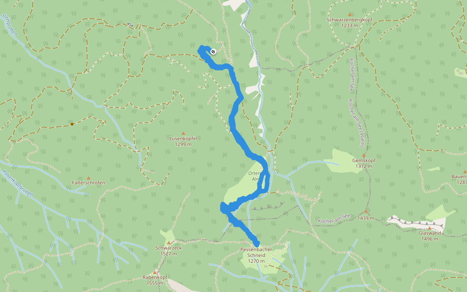 Rosengarten walking route map in Kochel am See