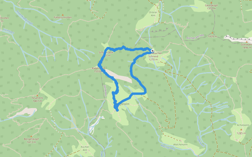 Girgl-Fischer-Weg walking route map in Jachenau