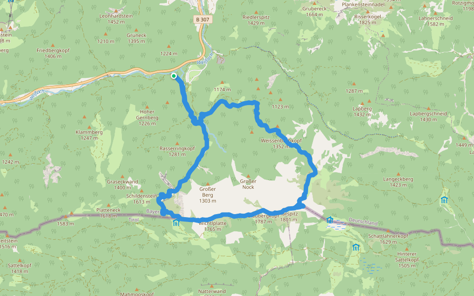 Wolfsschlucht walking route map in Kreuth