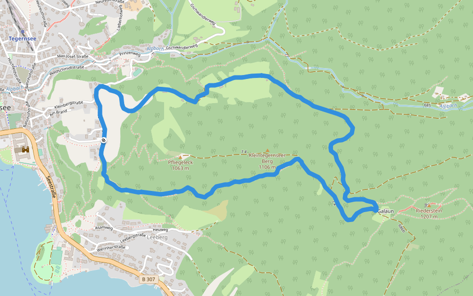 Kleintegernseer Berg walking route map in Tegernsee