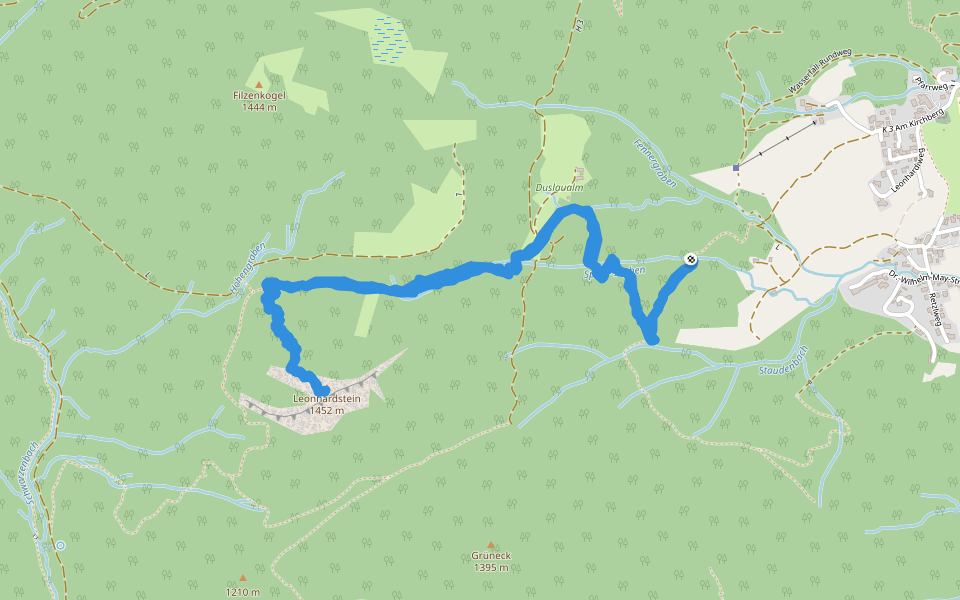 Leonhardstein walking route map in Kreuth