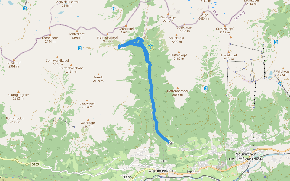 Trattenbachweg walking route map in Rosental