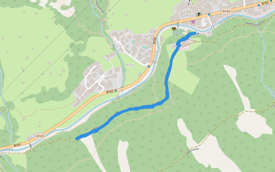 Wasserfall-Trail walking route map in Gerlos