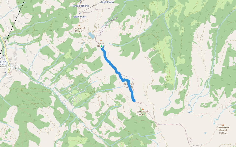 Joelspitze walking route map in Alpbach