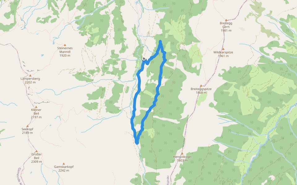 Schönanger, Auffach walking route map in Alpbach