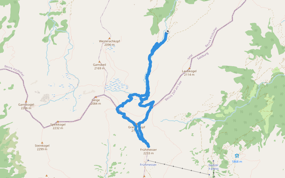 Frühmesser Rundweg walking route map in Kirchberg in Tirol