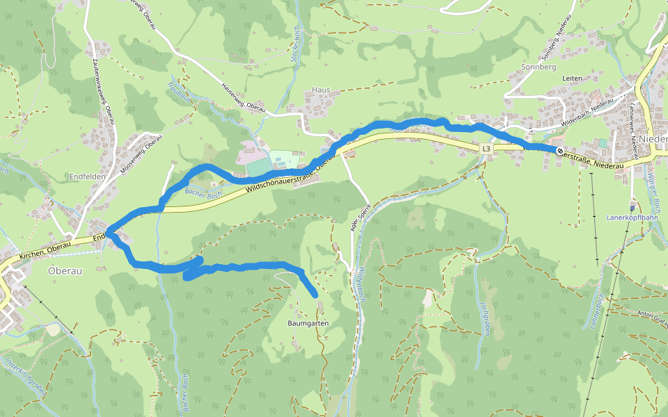 An das Universum walking route map in Wildschönau