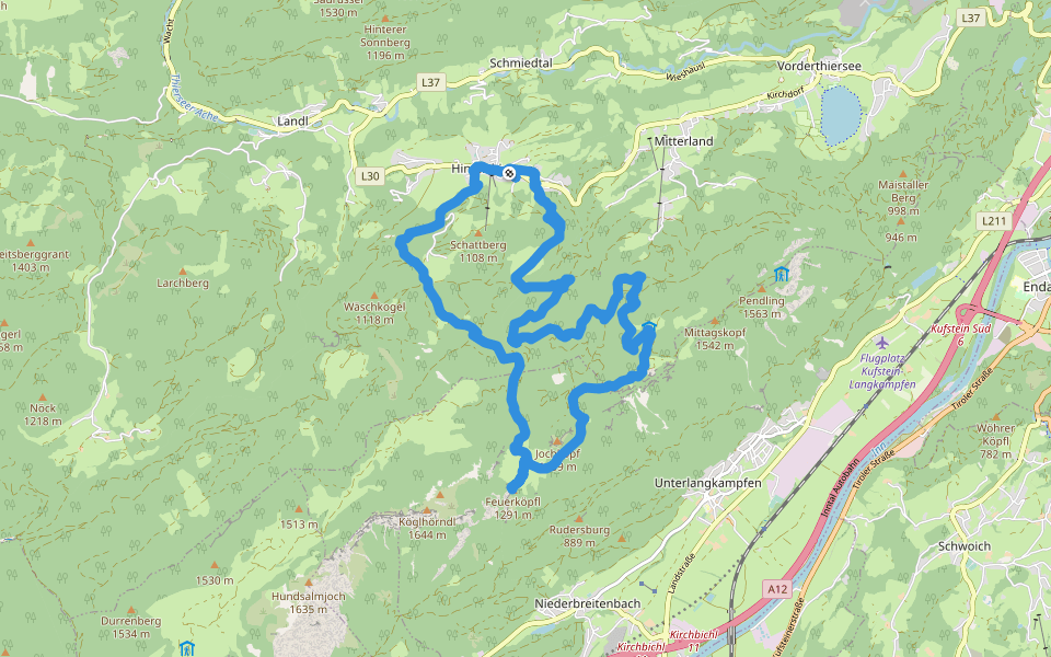 Höhlenstein walking route map in Hinterthiersee