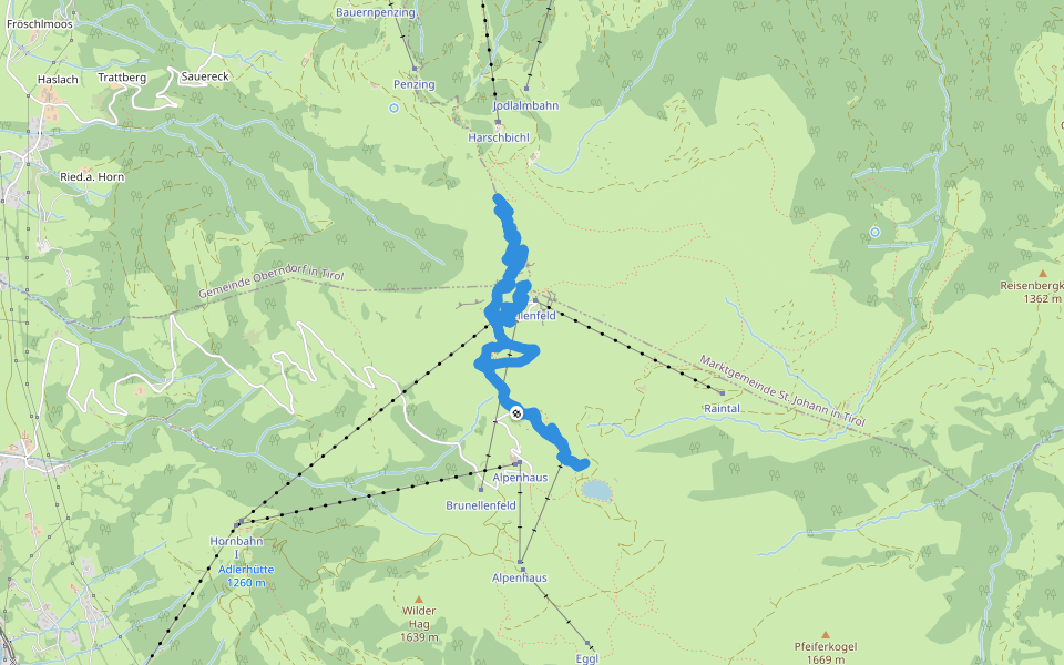 Hornköpflhütte Steig walking route map in Kitzbühel