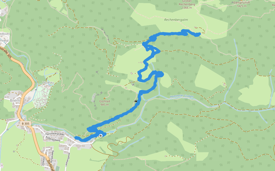 Burgau Steig walking route map in Unterwössen