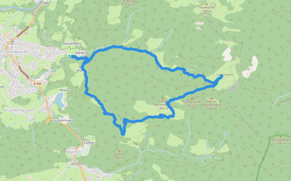 Wanderweg 1 - Wössen walking route map in Unterwössen