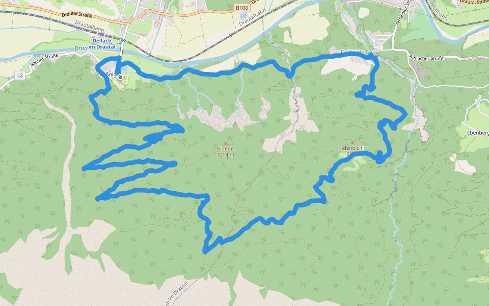 Aussichtsplattform DrAUENland walking route map in Raßnig