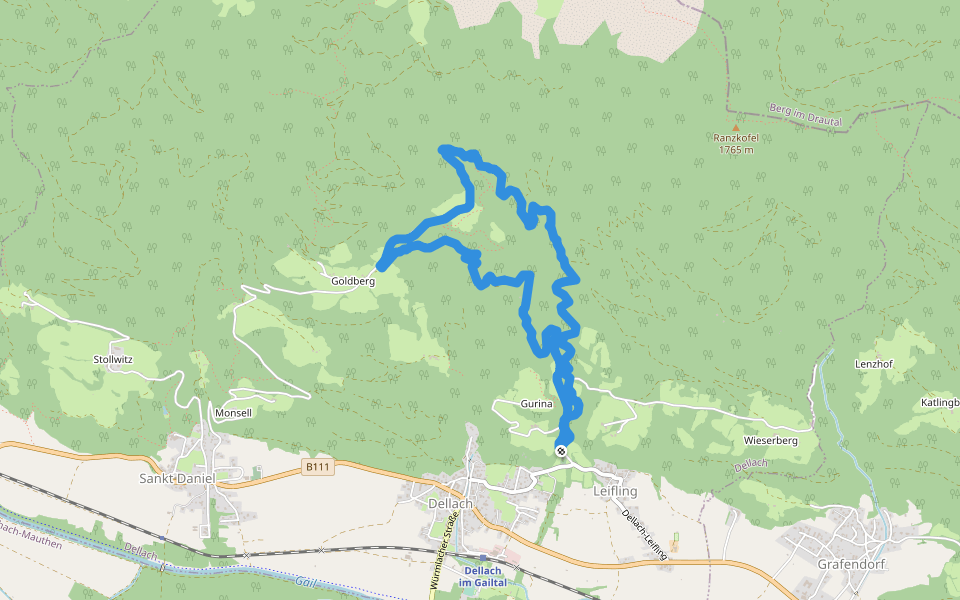 Herkulestempel walking route map in Dellach