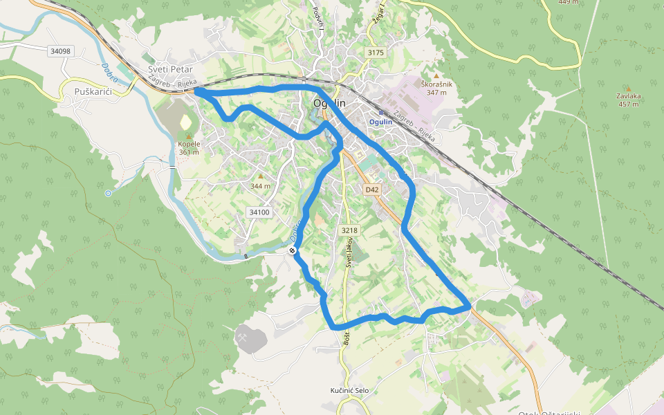 Frankopanski kaštel walking route map in Ogulin