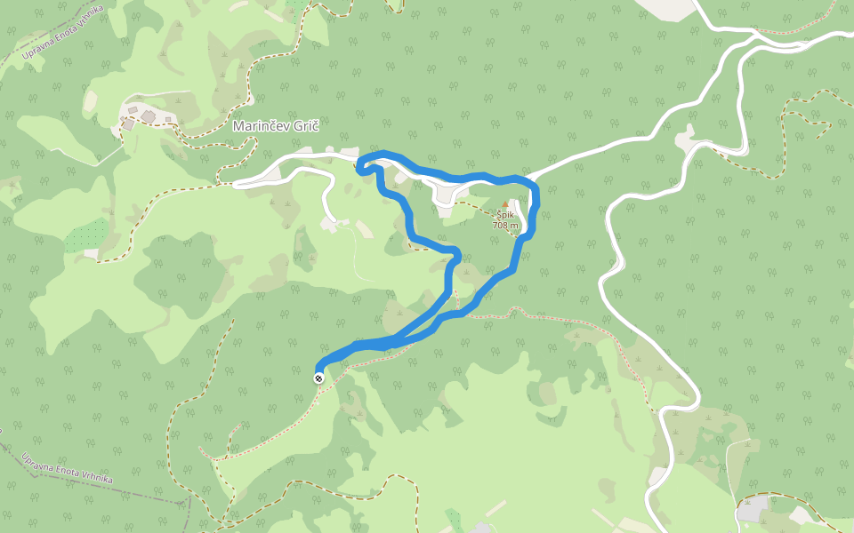 Špik walking route map in Vrhnika