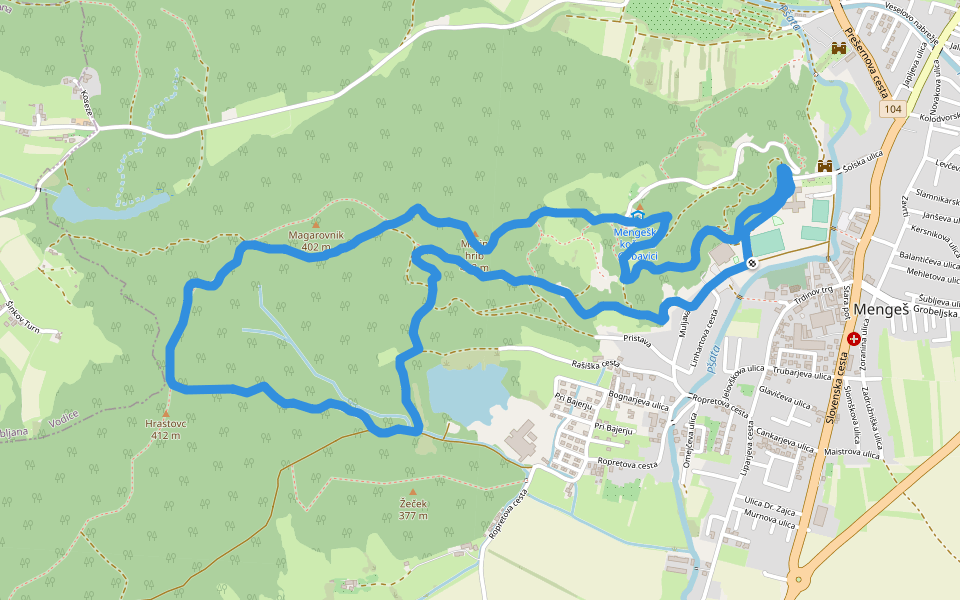 Magarovnik walking route map in Mengeš