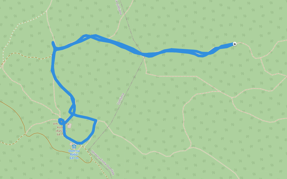 Vrh Staneta Kosca (Rašica) walking route map in Mengeš