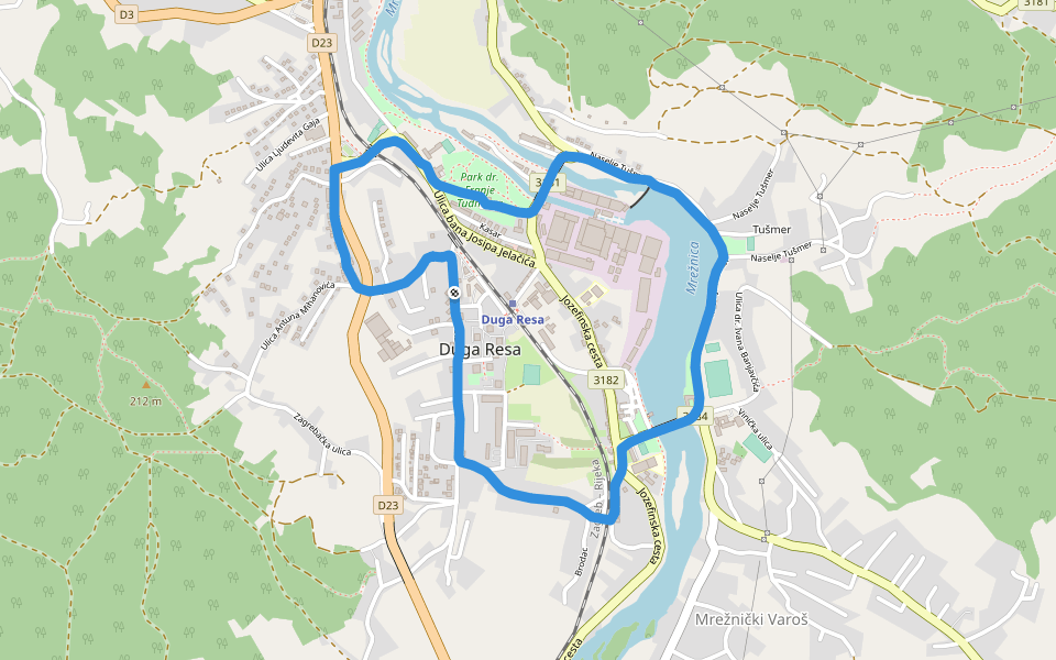 Mrežnica walking route map in Duga Resa