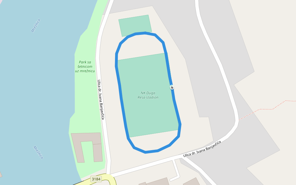 NK Duga Resa stadion walking route map in Duga Resa