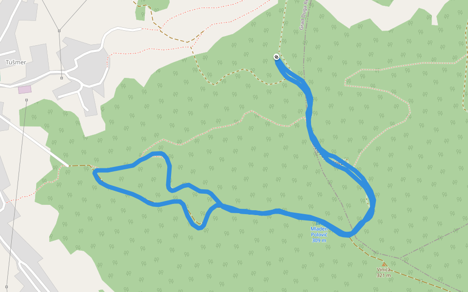 Mrzlo Polje - Vinica walking route map in Donje Mrzlo Polje Mrežničko
