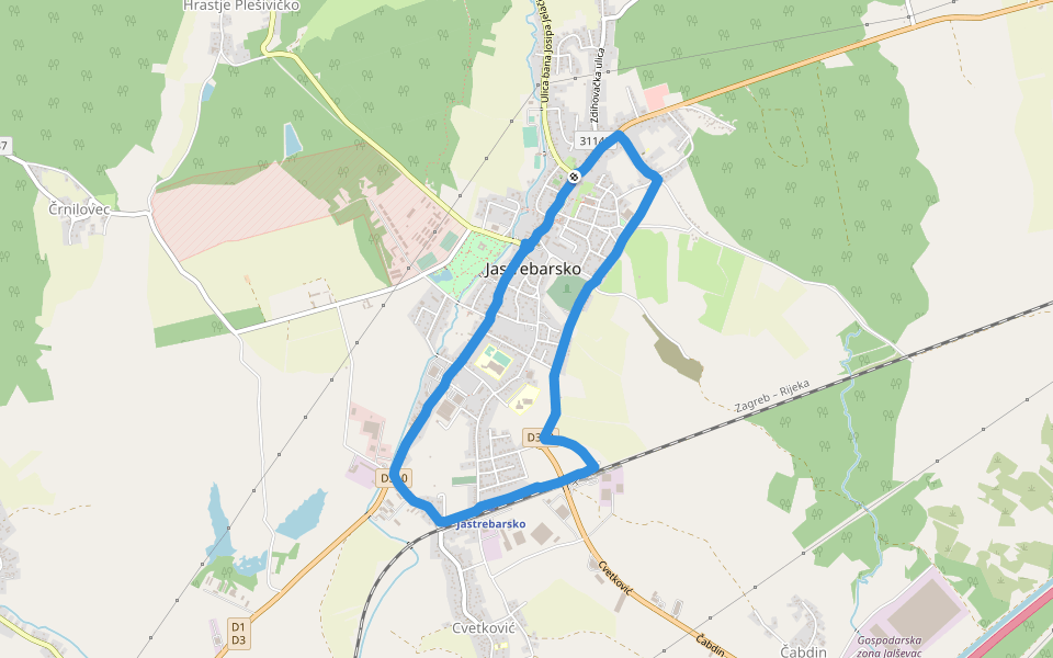 Štross walking route map in Jastrebarsko