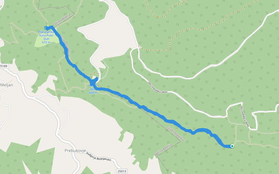 Od Cimerplaca po prečki walking route map in Kameničko Podgorje