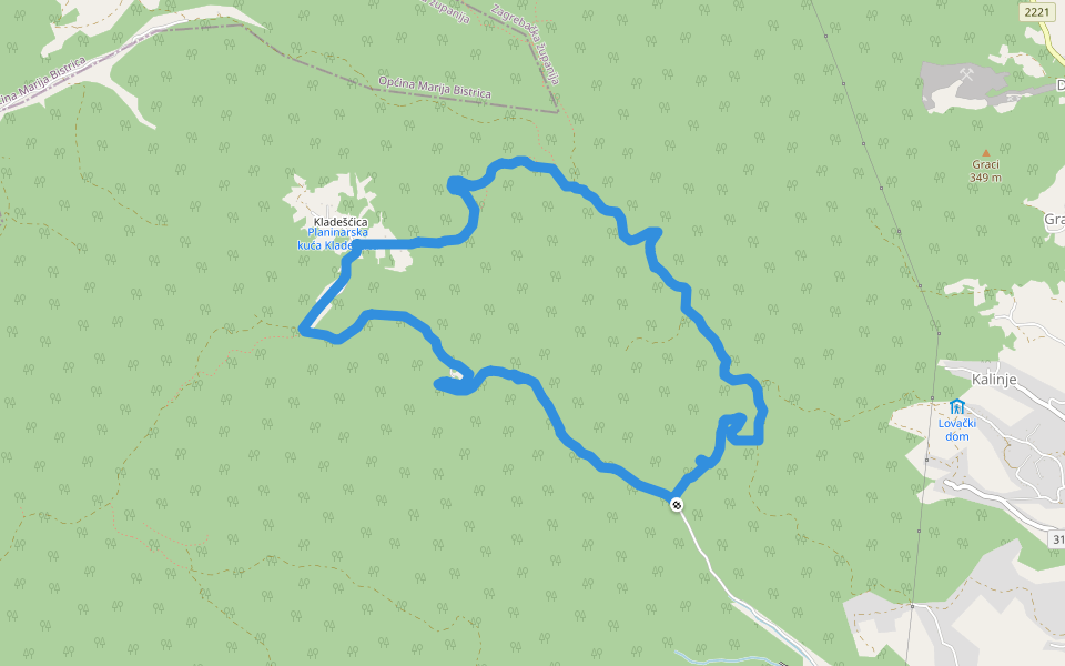 Stari grad Zelingrad walking route map in Kladešćica
