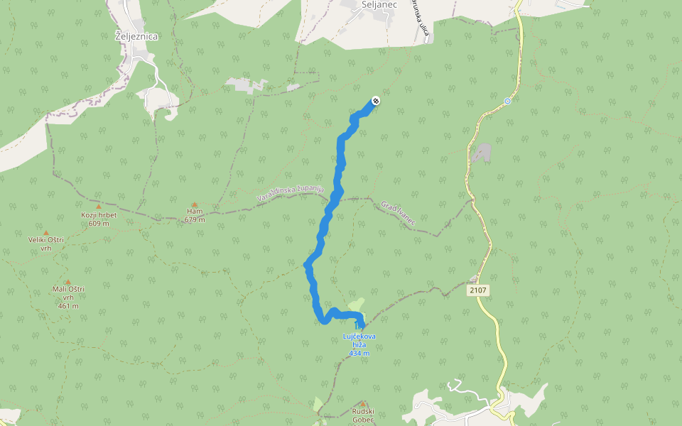 Nemarkirana staza walking route map in Seljanec