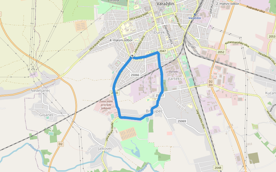 NK Mladost walking route map in Varaždin