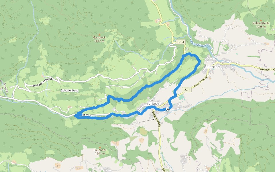 Prodlweg walking route map in Schöder
