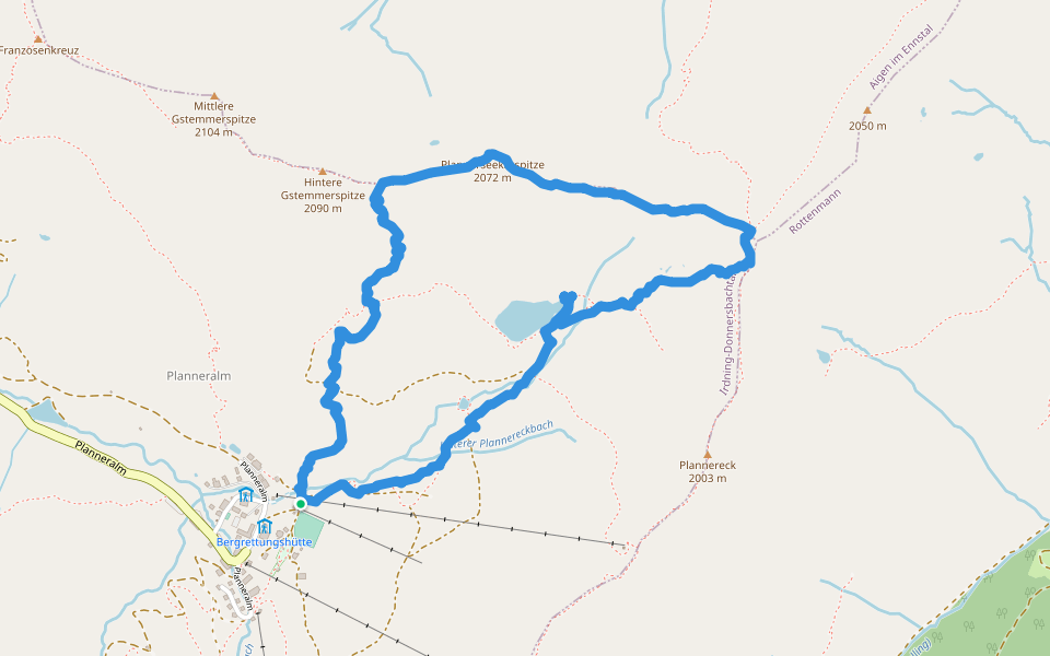 Wanderweg 14 walking route map in Planneralm
