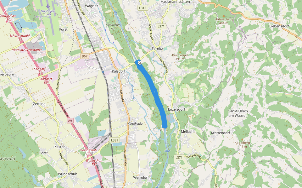 Mur walking route map in Kalsdorf bei Graz