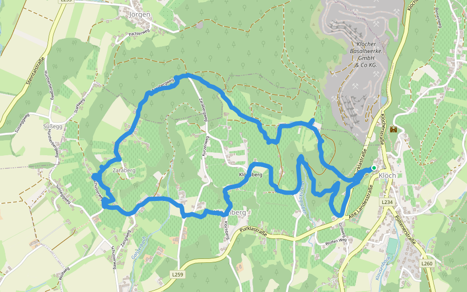 Halige Stiege walking route map in Klöch