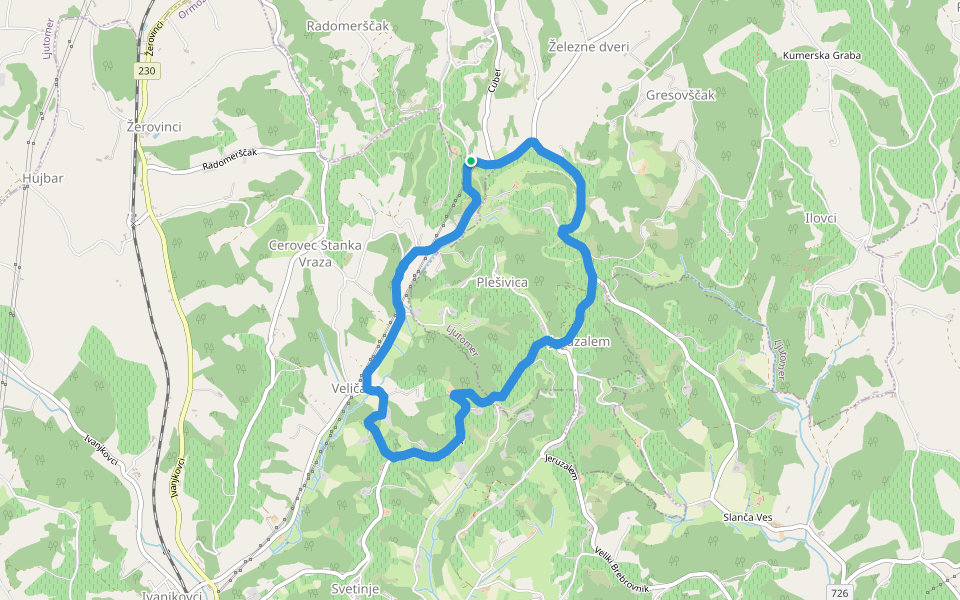 Hotel Dvorec Jeruzalem walking route map in Radomerščak