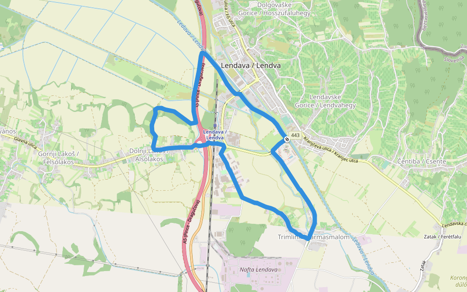 Stadion NK Nafta walking route map in Szentgyörgyvölgy