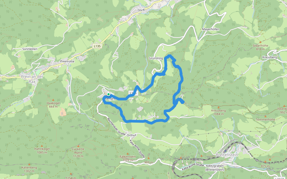 Prein - Orthof walking route map in Oberland