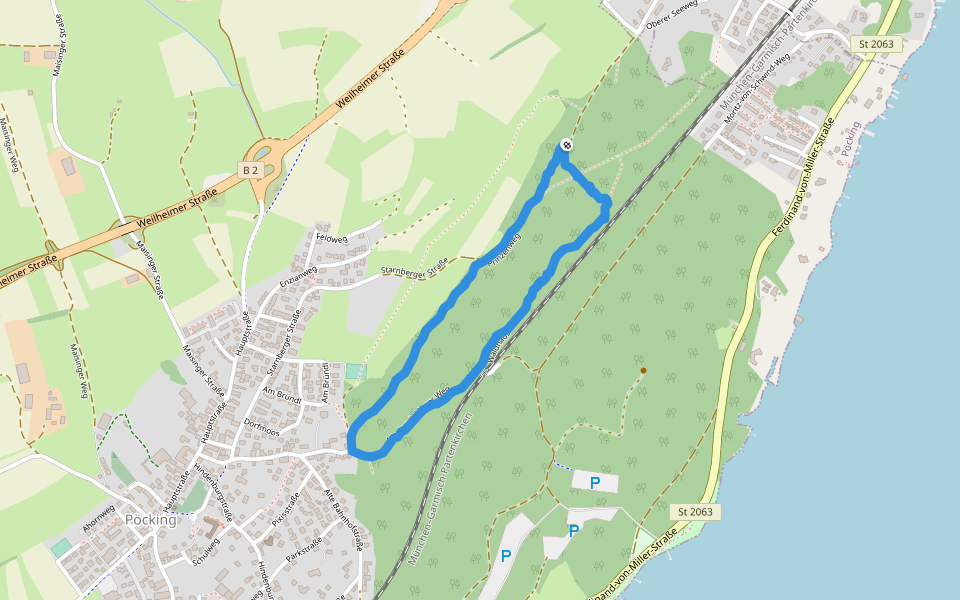 Starnberger Straße walking route map in Pöcking