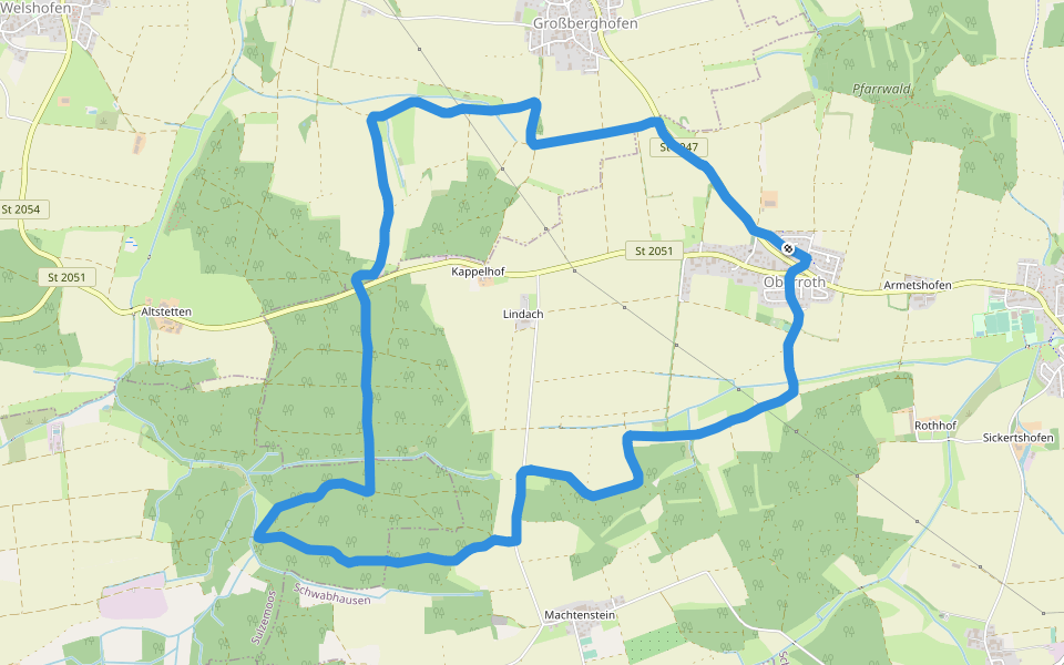 Rothbach walking route map in Schwabhausen