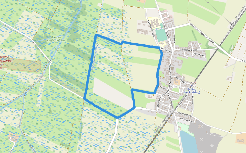 Freisinger Moos walking route map in Freising