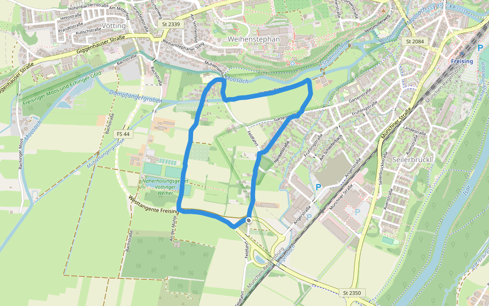 NSG Alte Kiesgrube Vötting walking route map in Freising
