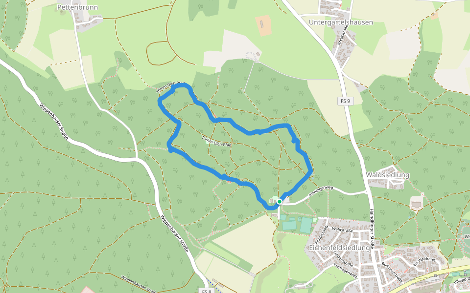 Heimische Sträucher walking route map in Freising