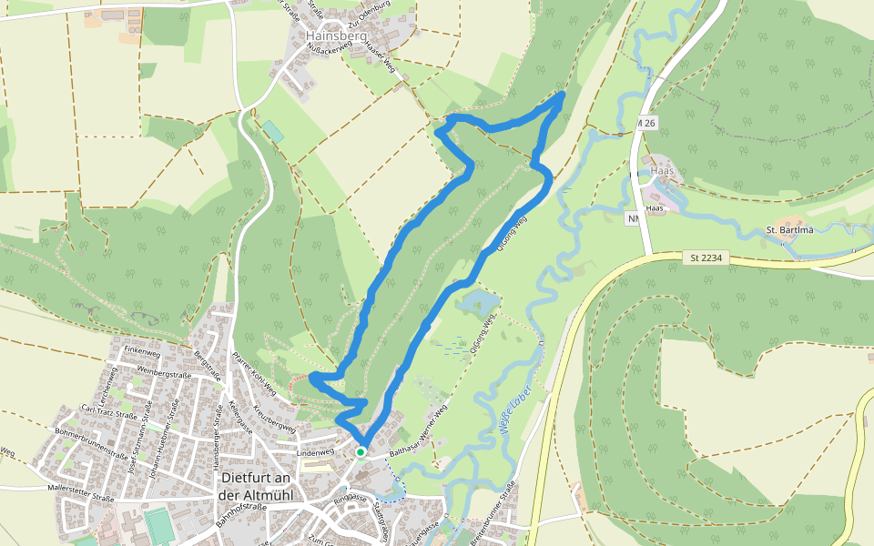 Dolung Brückerl walking route map in Dietfurt an der Altmühl