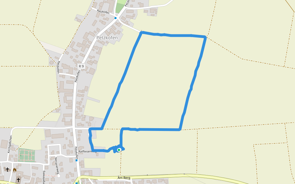 Petzkofen walking route map in Aufhausen