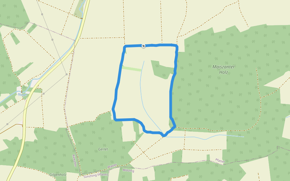 Maiszanter Holz walking route map in Pfatter