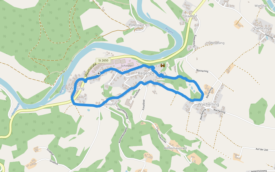 Burg (Privat) walking route map in Roding