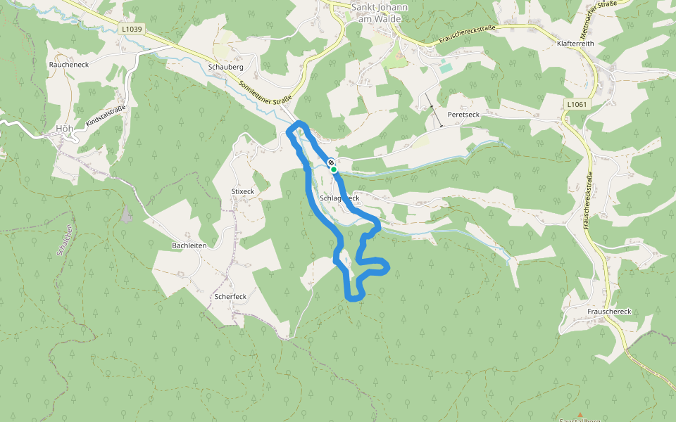 Verdauungsspaziergang walking route map in Sankt Johann am Walde