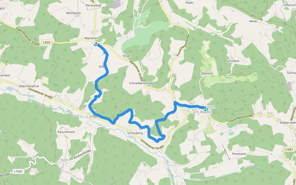 Warleiten Wanderung walking route map in Sankt Johann am Walde