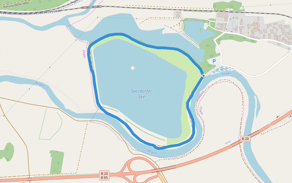 Satzdorfer See walking route map in Runding